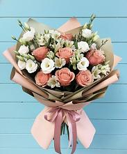 Букет цветов из:  Розы, Альстромерии и Лизиантусы в Шилово