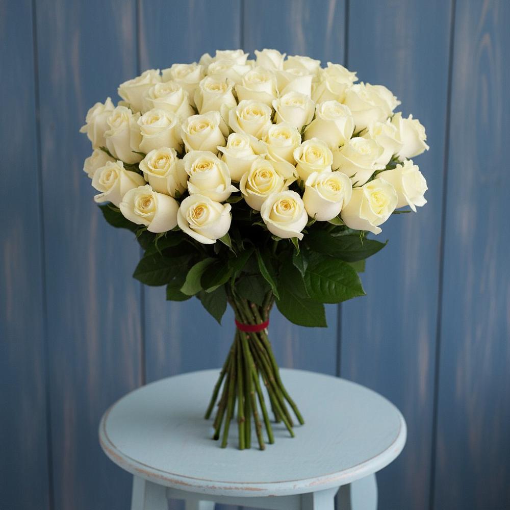 Букет 51 Белая роза Эдлесс Лав в Шилово