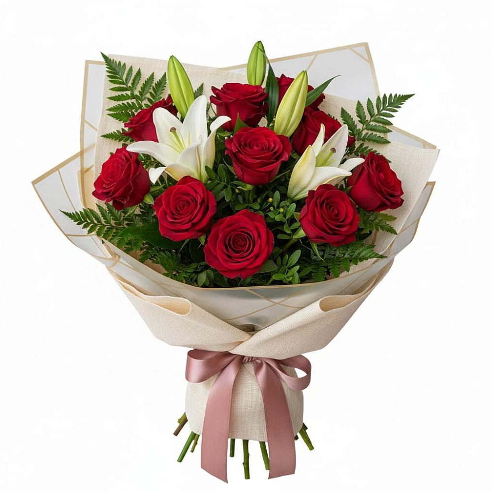 Букет цветов из: Лилии и Розы в Шилово