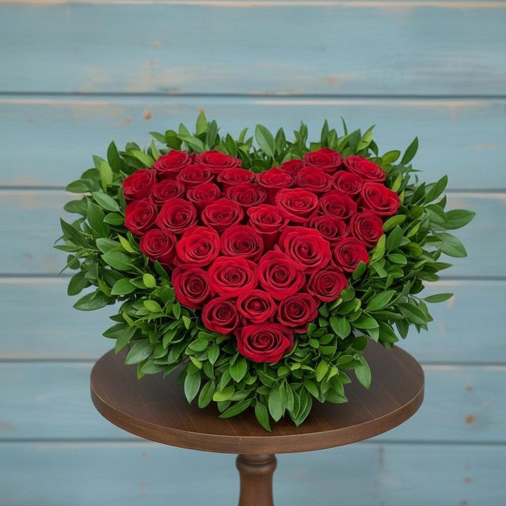 Цветочная композиция из Розы в виде сердца в Шилово