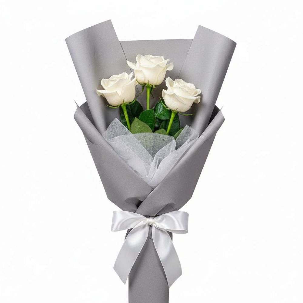 Букет 3 белые розы в Шилово