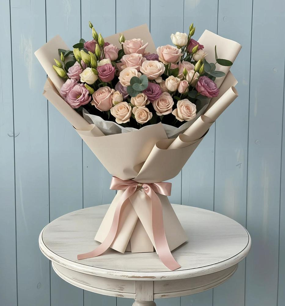 Букет цветов из: Розы и Лизиантусы в Шилово