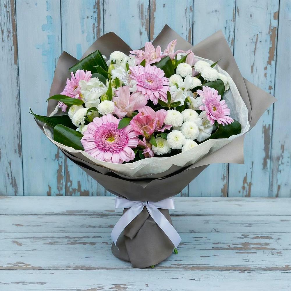 Букет цветов из: Герберы, Альстромерии и Хризантемы в Шилово